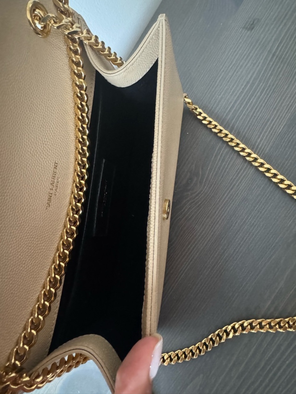 Saint Laurent Kate Small in Grain de Poudre Embossed Leather, Dark Beige - NWOT - Picture 11 of 11
